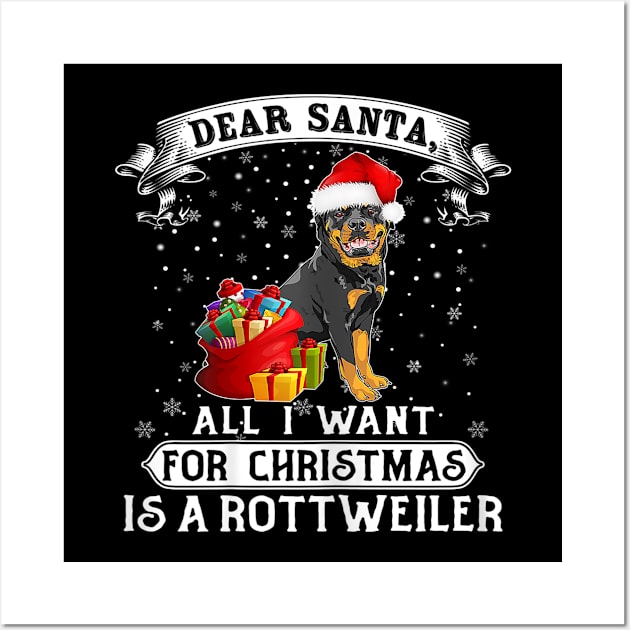 I Want For Christmas Is A Rottweiler Dog Santa Hat Xmas Men Wall Art by Barnard